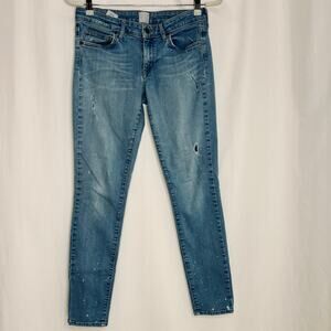 Rich and skinny jeans skinny blue distressed mid rise size 28”